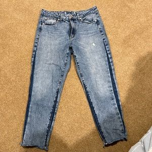 Straight Leg Jeans with Darker Wash Accents